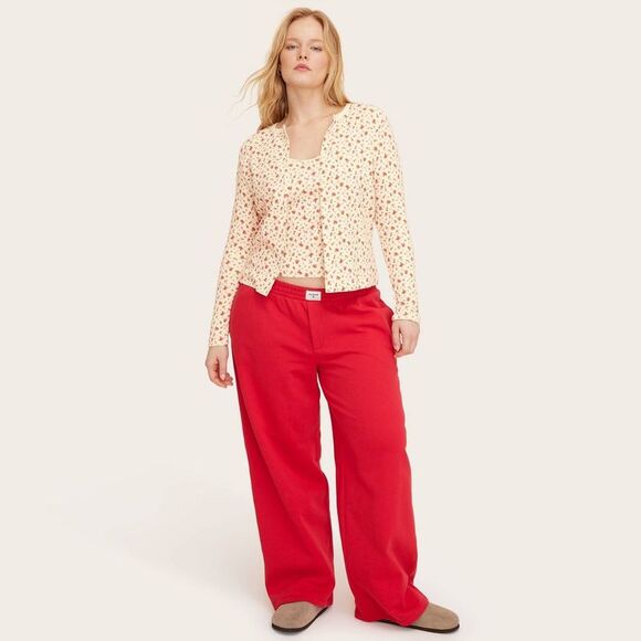 Parke Pants - Parke - Women's High-Rise Boxer Sweatpants - Parke Red M Red